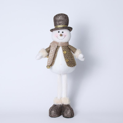 Снеговик 50см в коричневой жилетке и шляпе