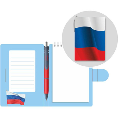 Записная книжка +шариковая ручка Lamark A6 без линовки картонная обложка 'Триколор ' 