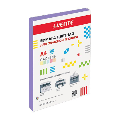 Бумага цветная A4 deVENTE  80г пастель сиреневая  20л