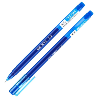 Ручка гелевая Deli 0.5мм 'MaX' игольчатый стержень одноразовая синяя