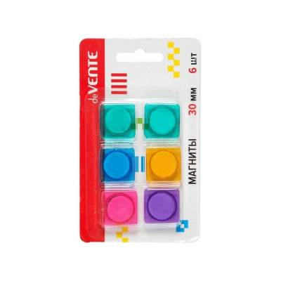 Магнитный держатель фигурный  30х30мм deVENTE 'Квадрат' 6шт полупрозрачный цвета ассорти