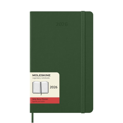 Ежедневник 2026 A5 Moleskine® Classic Large 400стр твердая обложка на резиновой застежке зеленый