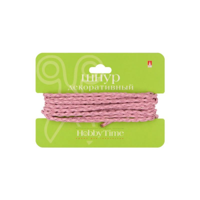 Шнур декоративный из экокожи плетеный Hobby Time круглый 3мм х2м розовый светлый