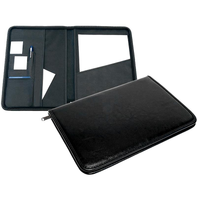 Папка деловая deVENTE 25х35х3см 'Alfa' на молнии искусственная кожа черная