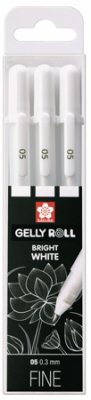 Ручки гелевые Sakura  3шт 0.5мм Gelly Roll  белые