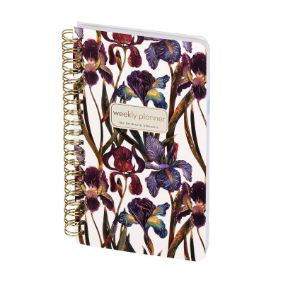 Еженедельник A5 BrunoVisconti® 'Cute diary' 144стр твердая обложка на гребне 'Flora' Ирисы