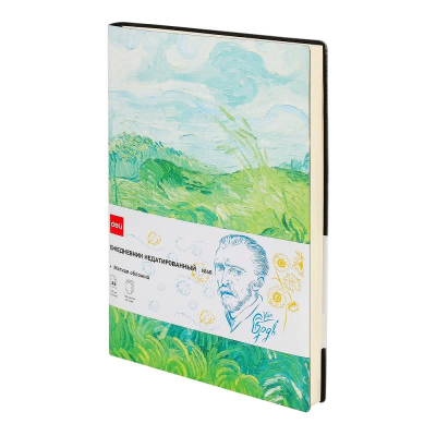 Ежедневник A5 Deli 'Van Gogh' 272стр тонированный блок гибкая обложка искусственная кожа 'Поле'