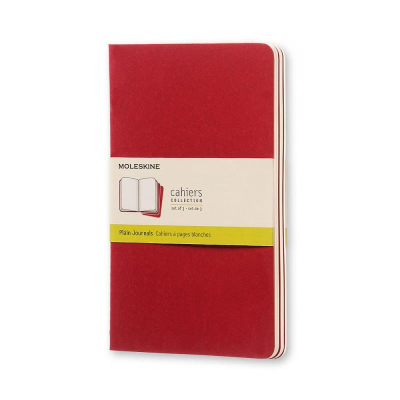 Записная книжка A5  40л без линовки Moleskine® Cahier Large 3шт картонная обложка красная