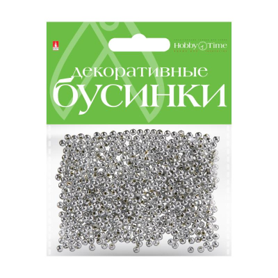 Бусины декоративные акриловые Hobby Time круглые d- 3мм серебряные