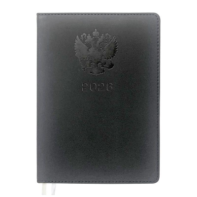 Ежедневник 2026 A5 deVENTE 'Emblem' 336стр тонированный блок твердая обложка искусственная кожа черный