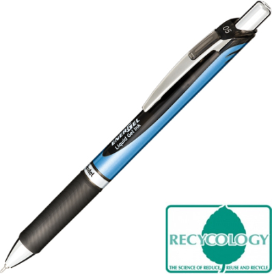 Ручка гелевая автоматическая Pentel 0.5мм 'EnerGel' Needle Point с резиновой манжетой игольчатый стержень черная