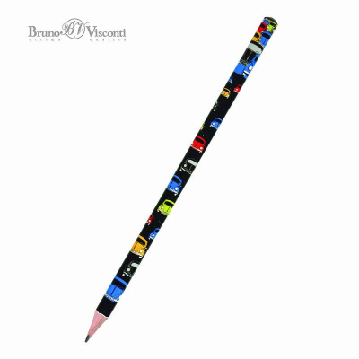Карандаш BrunoVisconti® 'HappyGraphix' HB трехгранный корпус 'Цветные автомобили'