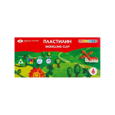 Пластилин  6цв   90г Невская палитра Цветик со стеком в картонной коробке