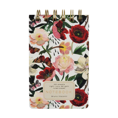 Блокнот A6 100л линейка на гребне BrunoVisconti® 'Cute Journal' картонная обложка Soft Touch 'Flora Пионы'