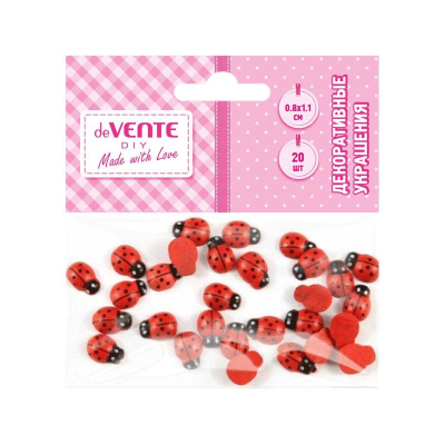 Украшения декоративные deVENTE 'Божьи коровки'  8х11мм 20шт деревянные красные