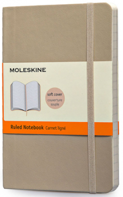 Записная книжка A6  96л линейка Moleskine® Classic Soft Pocket мягкая обложка на резиновой застежке бежевая