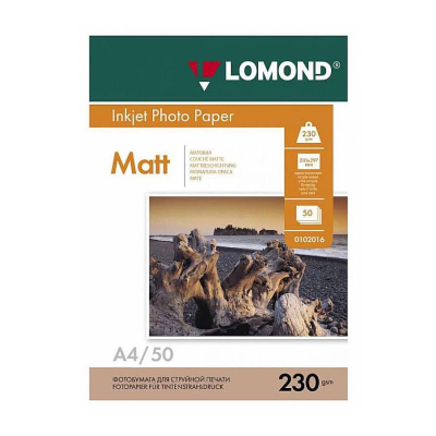 Бумага фото струйная A4&nbsp;&nbsp;230г&nbsp;&nbsp;50л Lomond матовая 2880dpi