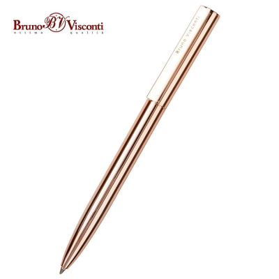 Ручка шариковая BrunoVisconti® 'Torino' 1.0мм металлический корпус розовое золото в металлическом черном футляре синие чернила