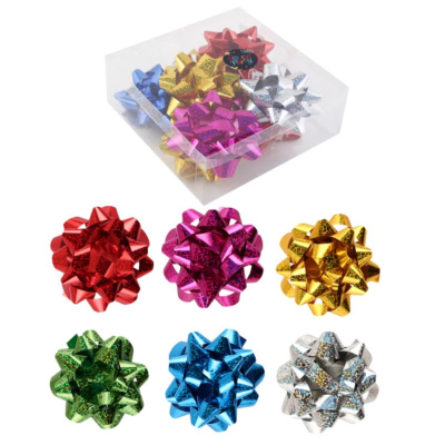 Бант декоративный  96мм голография ассорти полипропилен