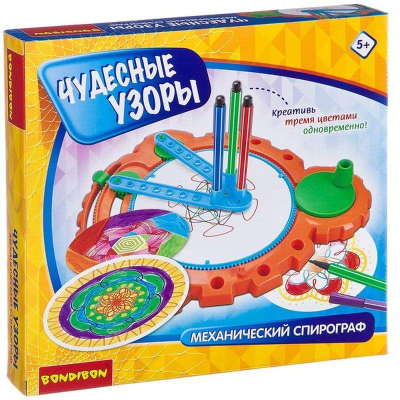 Набор творческий Bondibon Спирограф 'Чудесные узоры' цветные фломастеры