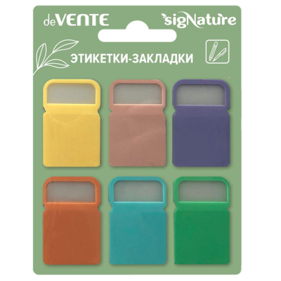 Закладки с окном deVENTE 24х38мм 6цв х10шт полупрозрачные 'sigNATURE' в блистере