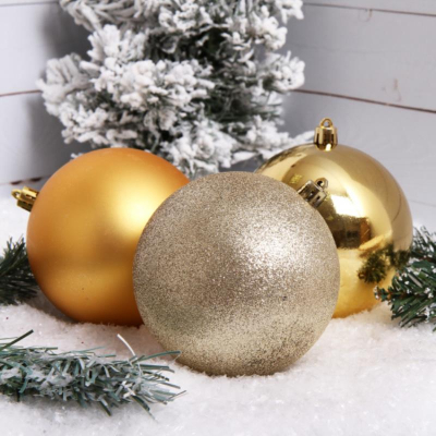 Шар 100мм золотой пластик 3шт