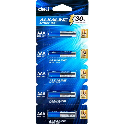 Батарейка Deli&nbsp;&nbsp;1.5V AAA/LR03 Alkaline&nbsp;&nbsp; в блистере