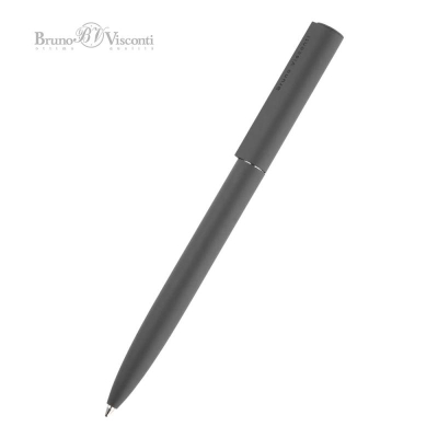 Ручка шариковая BrunoVisconti® 'Torino' 1.0мм металлический Soft touch серый корпус в металлическом черном футляре синие чернила