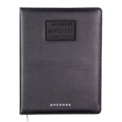 Дневник универсальный deVENTE твердая обложка искусственная кожа с поролоном аппликация Modern 'Concept Soft' черный
