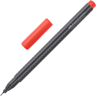 Ручка капиллярная Faber-Castell 'Grip Finepen' 0.4мм трехгранный корпус красная