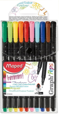 Ручки капиллярные Maped Graph'Peps 10цв 0.4мм трехгранный корпус