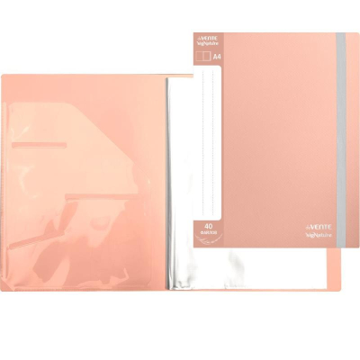 Папка A4&nbsp;&nbsp;40 карманов deVENTE 'sigNATURE' с дополнительным внутренним карманом на резиновой застежке Пудрово розовая