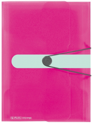Папка с резиновой застежкой пластиковая A4 до 350л с 3 клапанами Herlitz Colour Blocking PP розовая