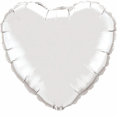 Шар воздушный фольгированный Сердце серебряный Flex Metal 48см