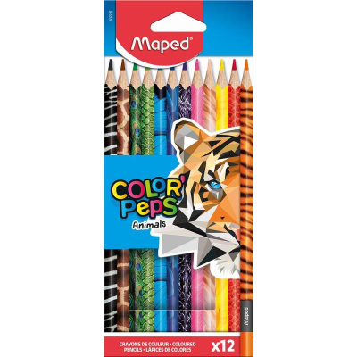 Карандаши  12цв Maped Color'Peps 'Animals' трехгранные в картонной коробке
