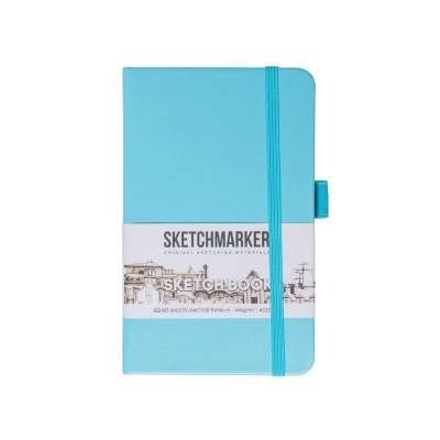 Блокнот для набросков Sketchmarker  9х14см 140г  80л твердая обложка небесно-голубой