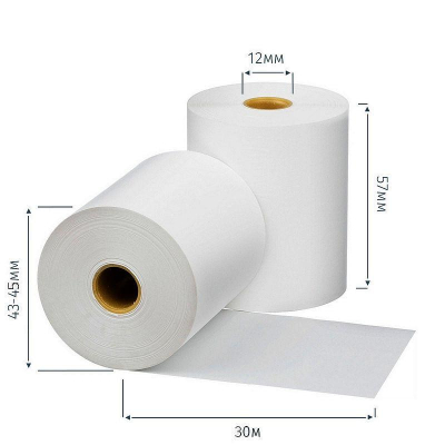 Ролик для касс и калькуляторов термобумага 57х 44х12мм 30м