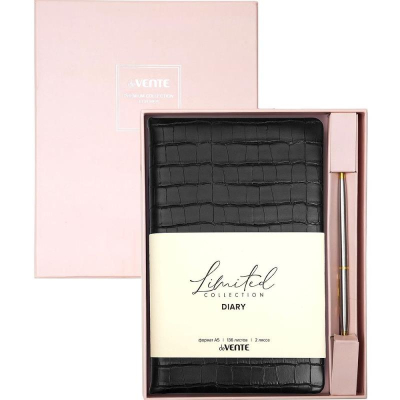 Набор подарочный Ежедневник A5 deVENTE 'Barbara' 272стр тонированный блок +шариковая ручка черный в подарочной коробке