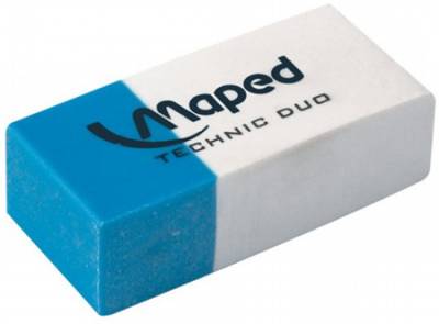 Ластик пластиковый для карандаша и чернил Maped Technic Duo 40х18х15мм бело-синий