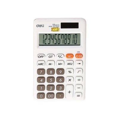 Калькулятор карманный Deli 12 разрядов DP GT 68х115х10мм 70г белый корпус
