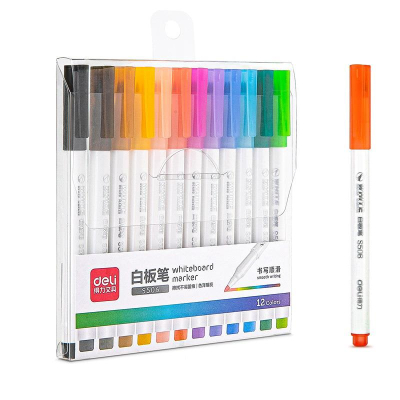 Маркеры для доски Deli круглые  2.0мм 12цв в блистере