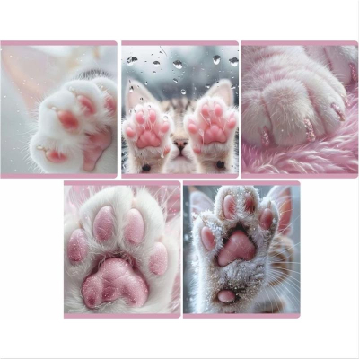 Тетрадь A5&nbsp;&nbsp;48л клетка на скрепке Lamark картонная глянцевая обложка 'Лапки' 5 дизайнов