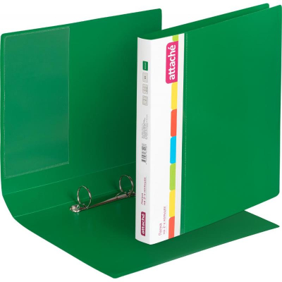 Папка A4&nbsp;&nbsp;2 кольца 35мм (O) на 280л Attache пластиковая зеленая