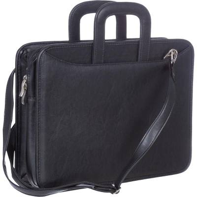 Портфель Алекс 36x31x12см 'Карьера'  2 отдела с выдвижными ручками ремнем искусственная кожа черный