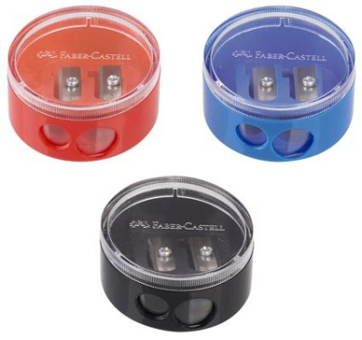 Точилка 2 диаметра Faber-Castell с контейнером круглая цвета ассорти