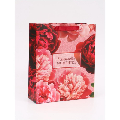 Пакет подарочный 25.5х30х9см 'Счастливых моментов'