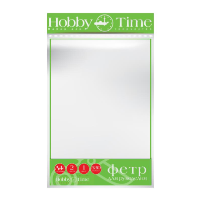 Фетр цветной 20х29см 4мм 2л Hobby Time белый