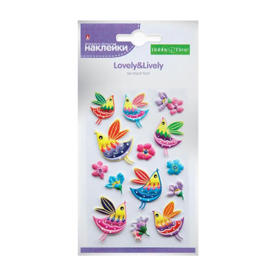 Наклейки декоративные бумажные объемные Hobby Time 'Зверушки'  6 видов ассорти