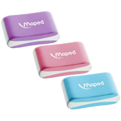 Ластик пластиковый для карандаша Maped 'Essentials' Soft PVC- Free 35х20х10мм цвета ассорти