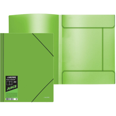 Папка с 2-я резиновыми застежками пластиковая A4 до 300л с 3 клапанами deVENTE 'Juicy' салатовая